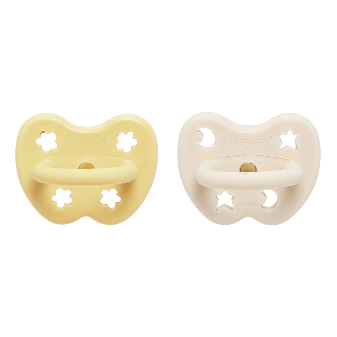 Pack Chupetes de caucho Redondo 3-36 meses Pale butter & Milky white
