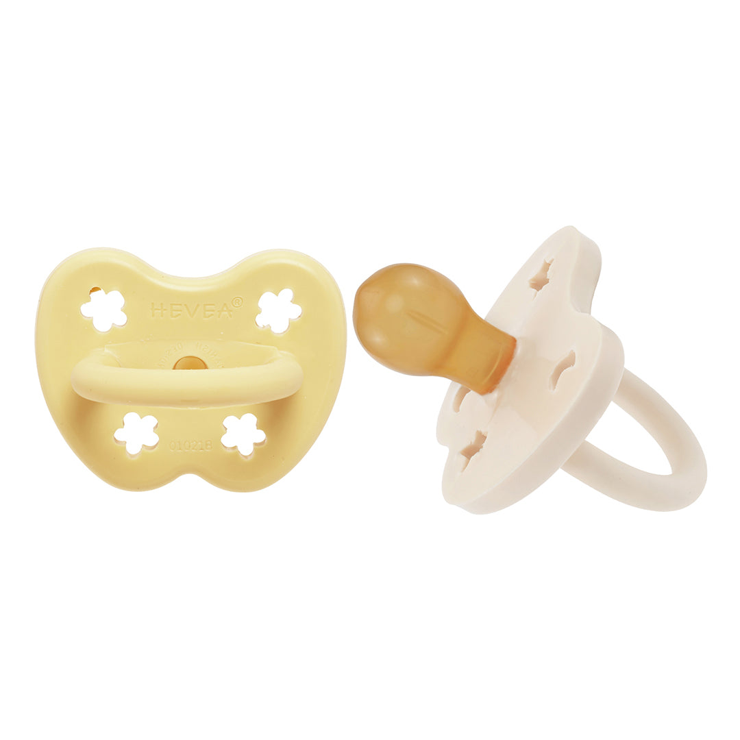 Pack Chupetes de caucho Redondo 3-36 meses Pale butter & Milky white